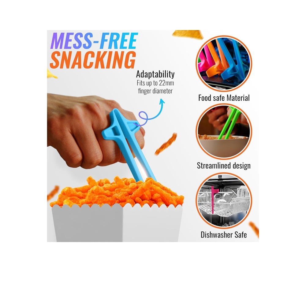 Finger Chopsticks Snack Tongs - 8 Pcs Mess Free Gaming Accessories